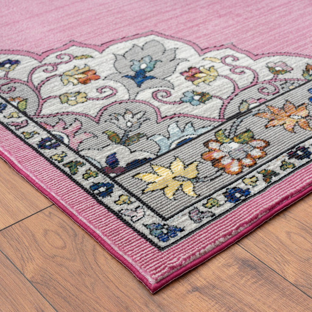 8 X 10 Pink Traditional Medallion Area Rug