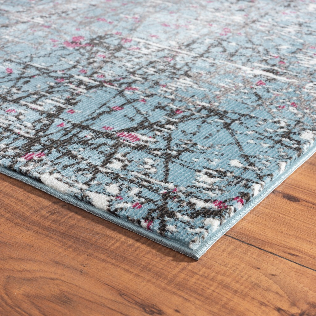 8 X 10 Blue Chaotic Strokes Area Rug