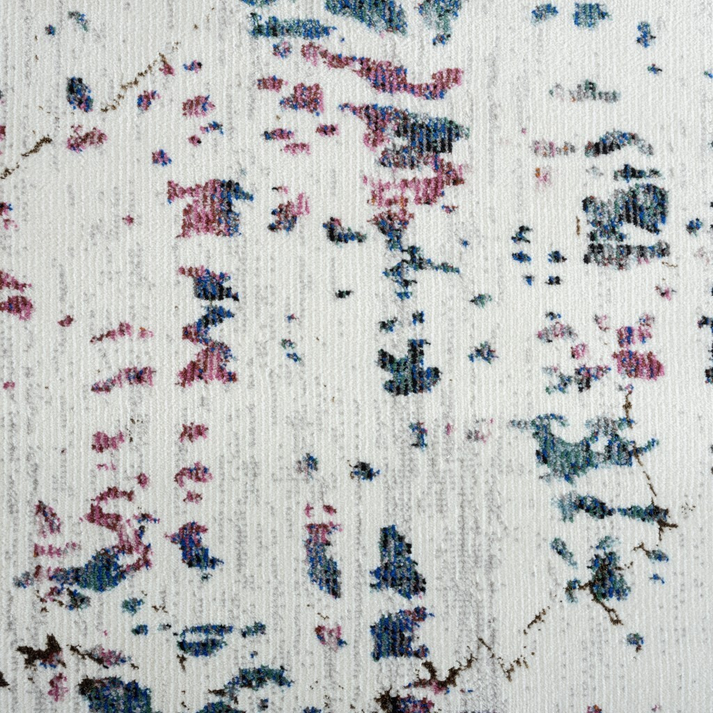 5 X 8 White Abstract Marble Area Rug