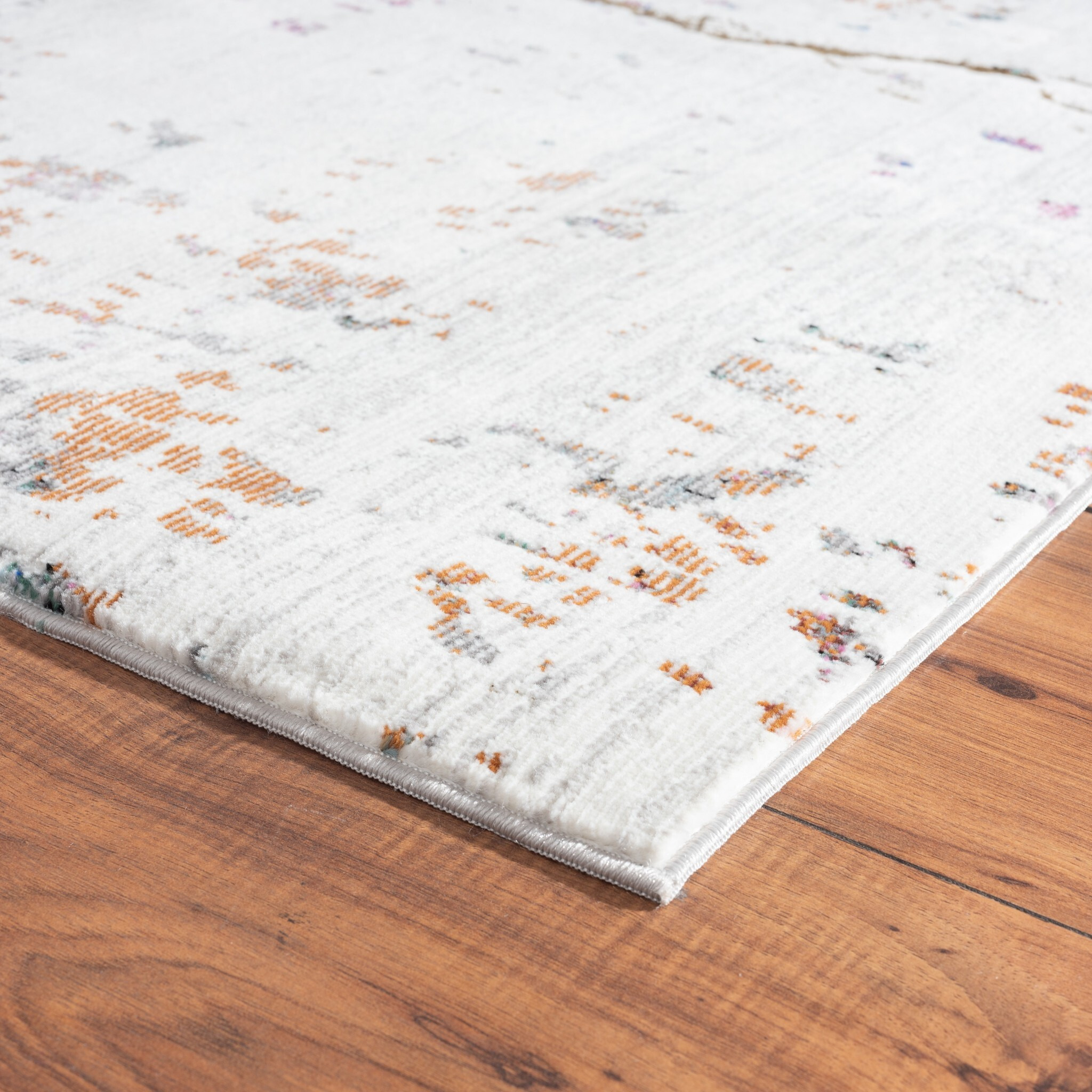 5 X 8 White Abstract Marble Area Rug