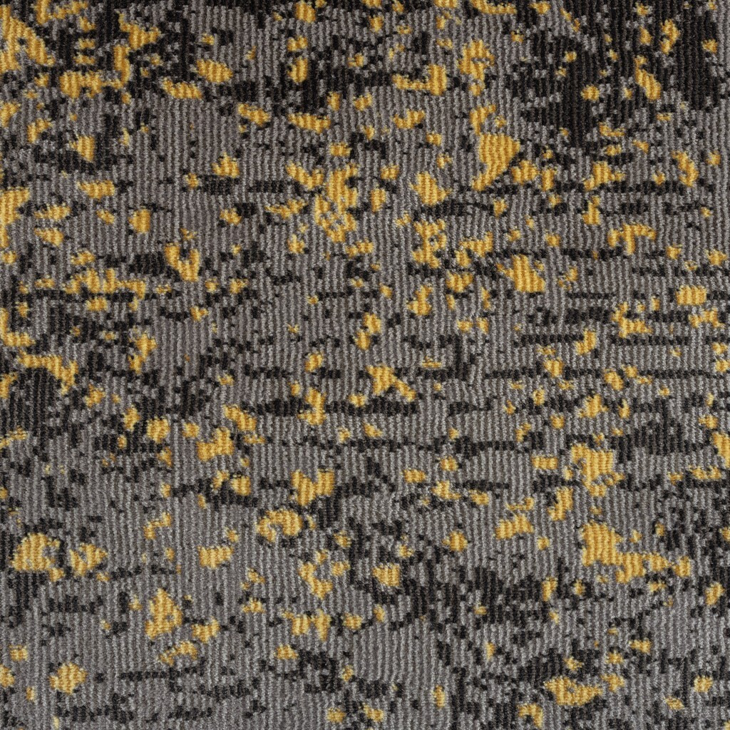 5 X 8 Gray And Yellow Abstract Sprinkle Area Rug