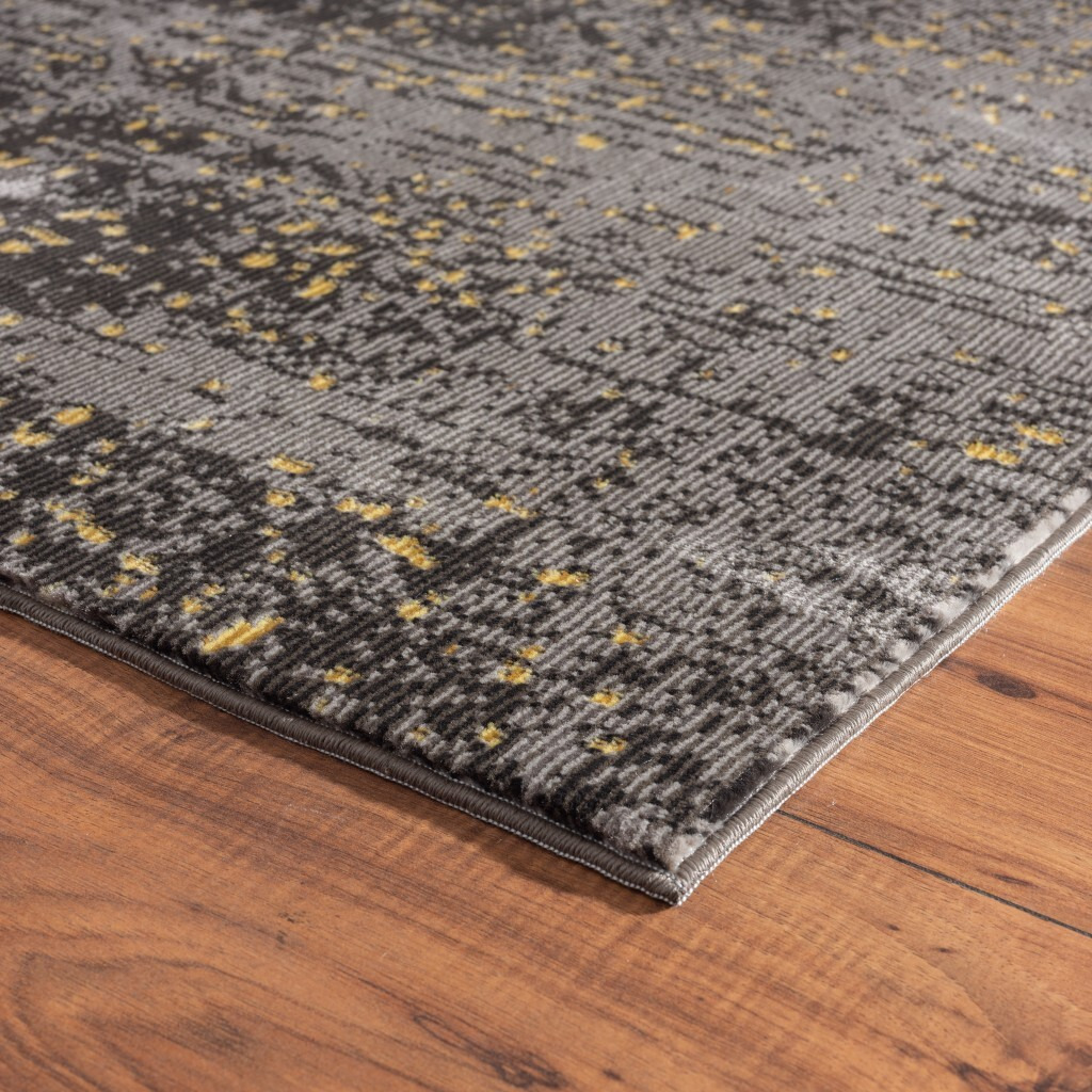 5 X 8 Gray And Yellow Abstract Sprinkle Area Rug
