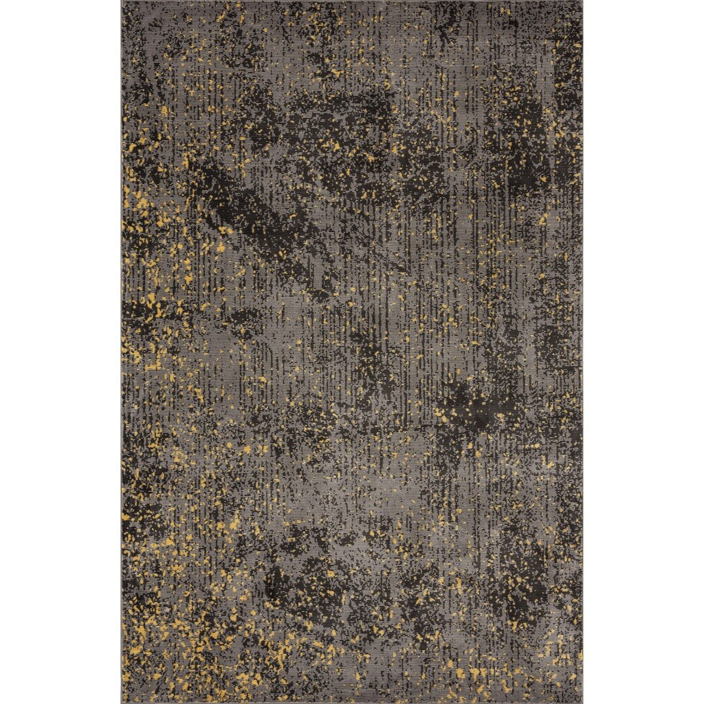 8 X 10 Gray And Yellow Abstract Sprinkle Area Rug
