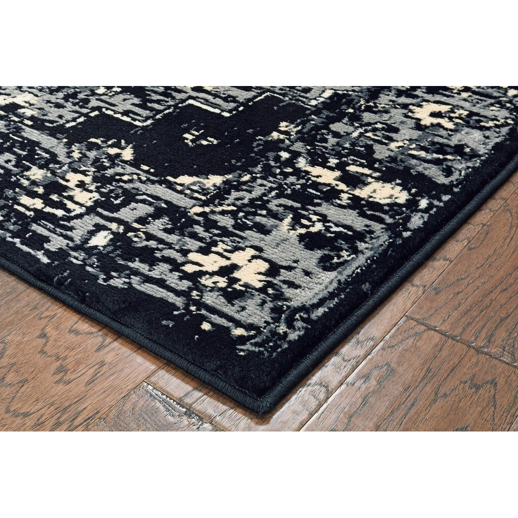 5 X 7 Black Medallion Oriental Area Rug