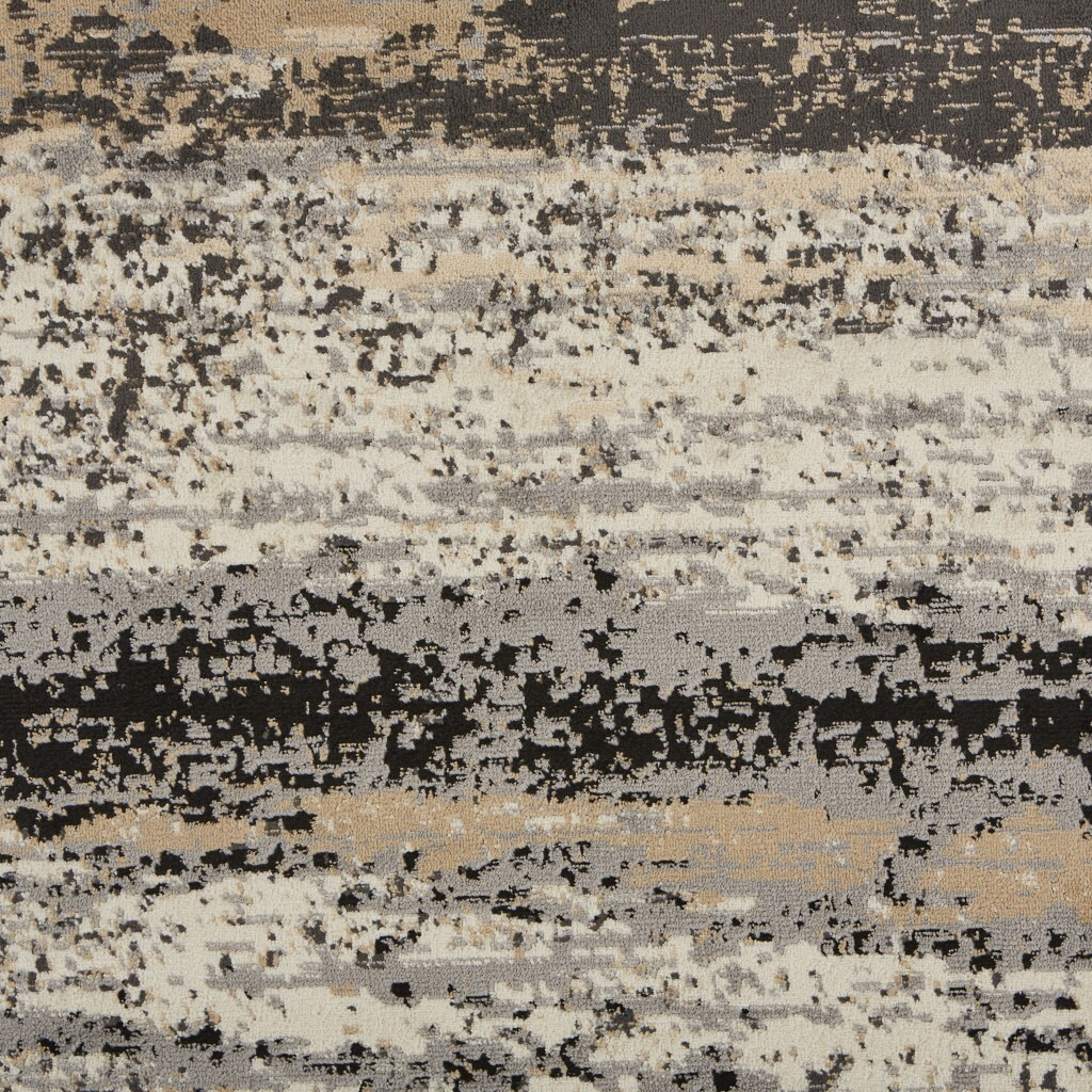 5 X 7 Beige And Black Abstract Desert Area Rug