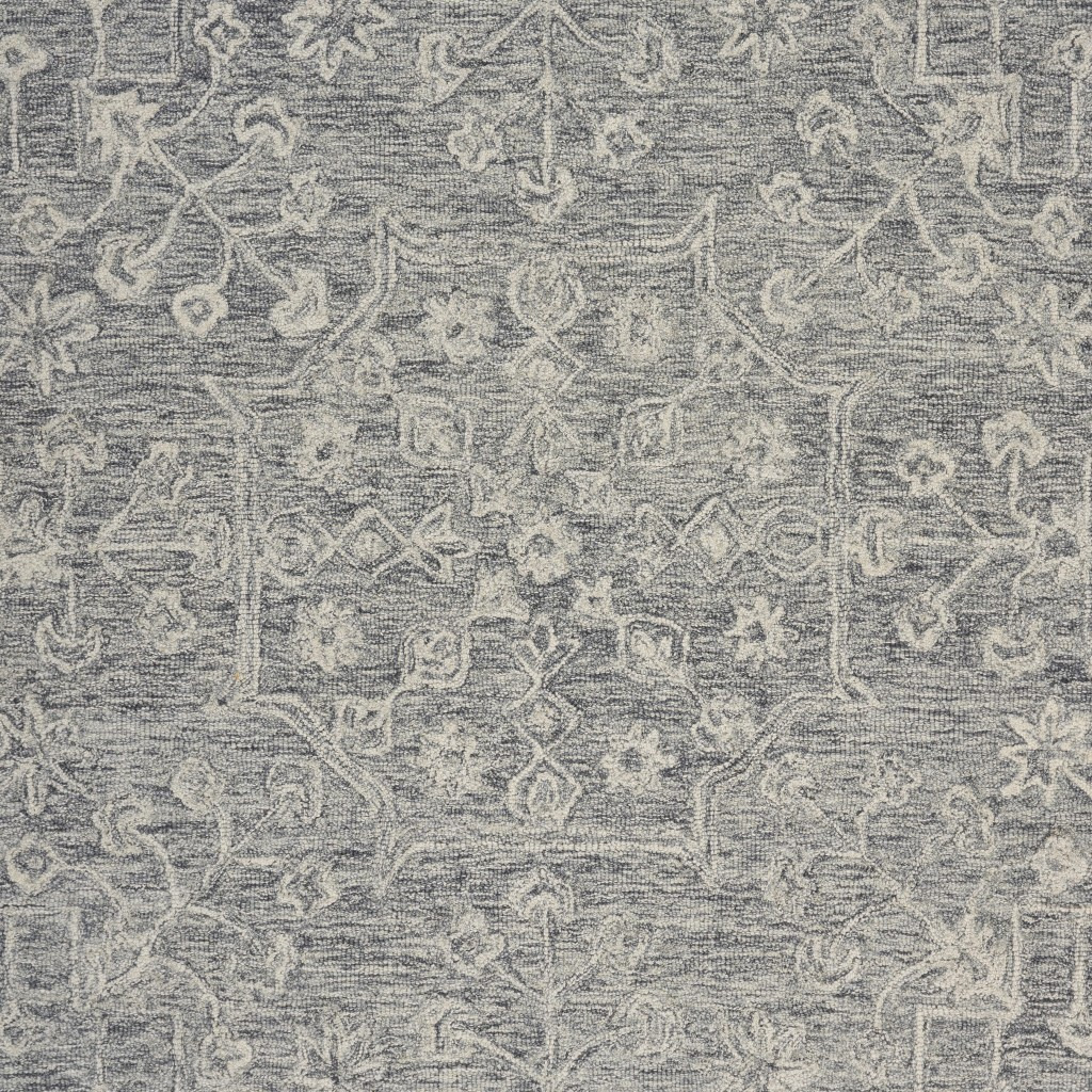 8 Round Gray Floral Finesse Area Rug