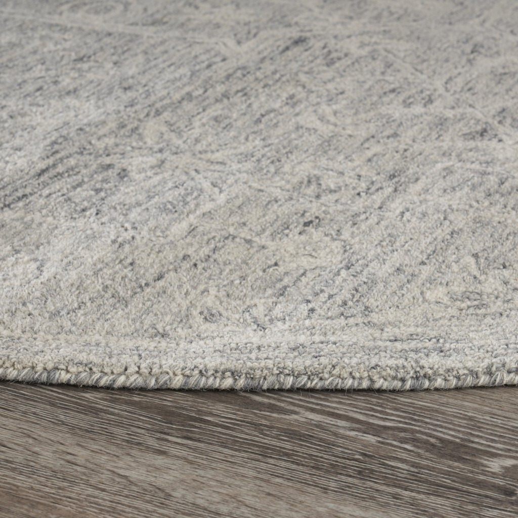 8 Round Gray Floral Finesse Area Rug