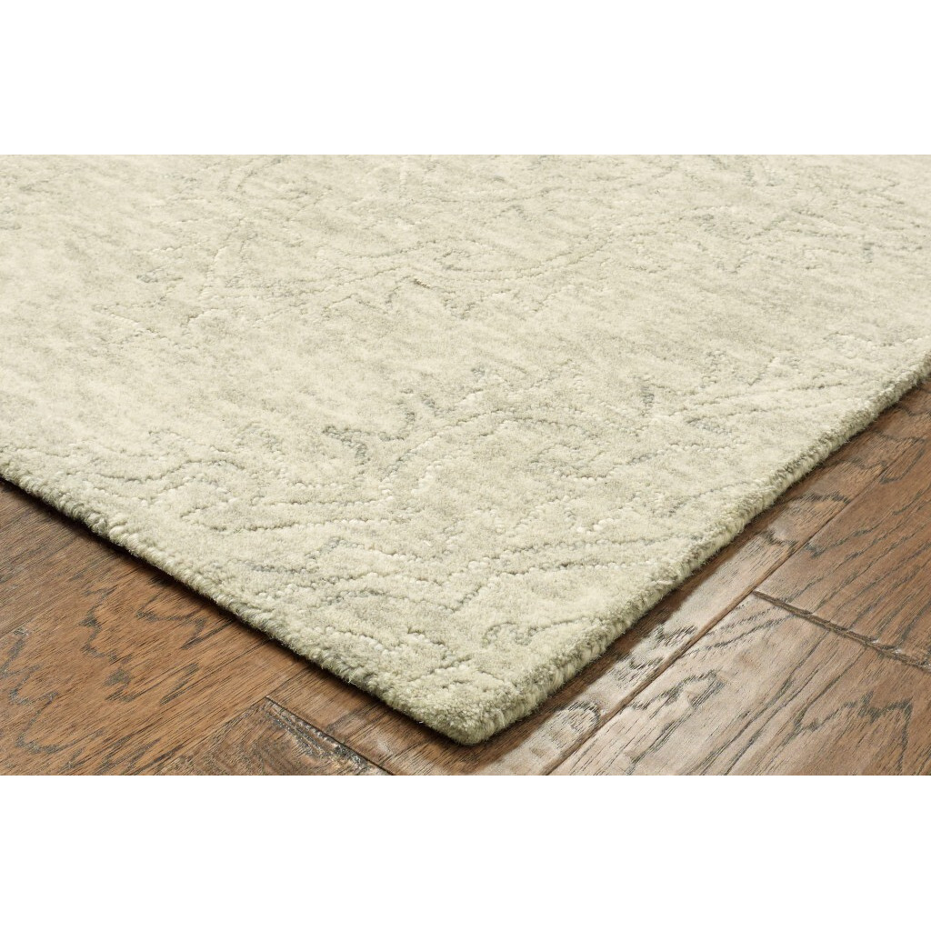 9 X 12 Light Green Floral Paradise Area Rug
