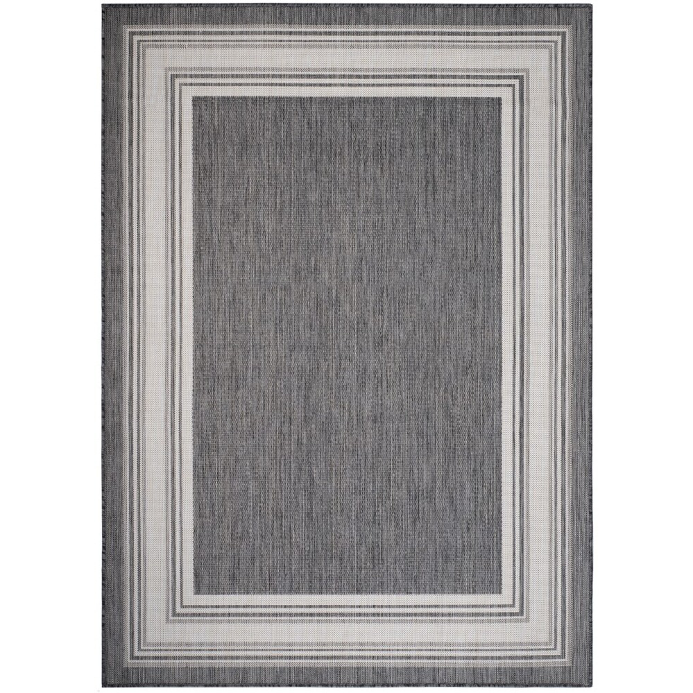 5 X 7 Gray Framed Indoor Outdoor Area Rug