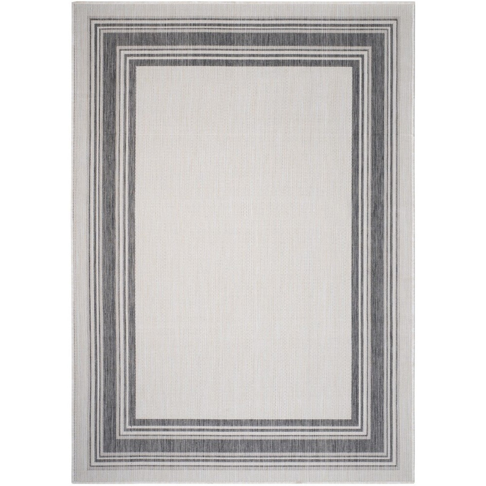 5 X 7 Gray Framed Indoor Outdoor Area Rug