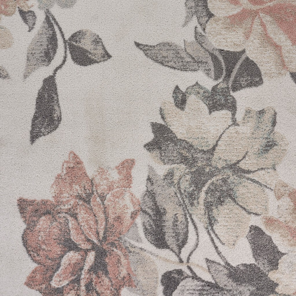 8 X 10 Ivory Blooming Rose Area Rug