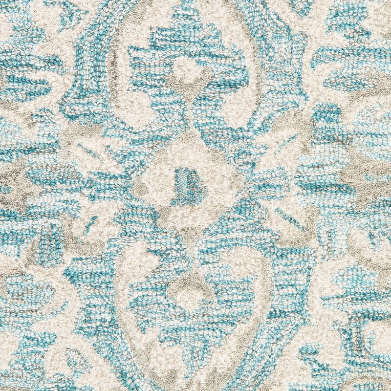 5 X 8 Turquoise And Cream Medallion Area Rug