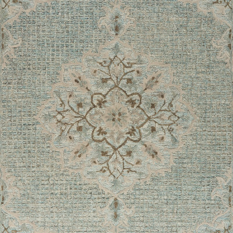 9 X 12 Blue And Beige Flor Medallion Area Rug