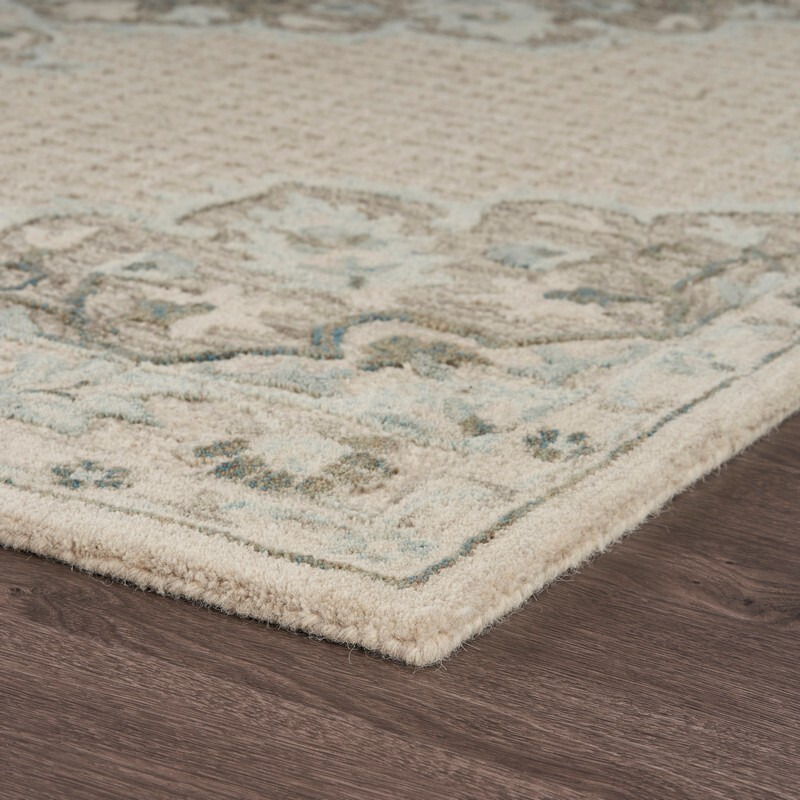 9 X 12 Ivory Distressed Floral Area Rug