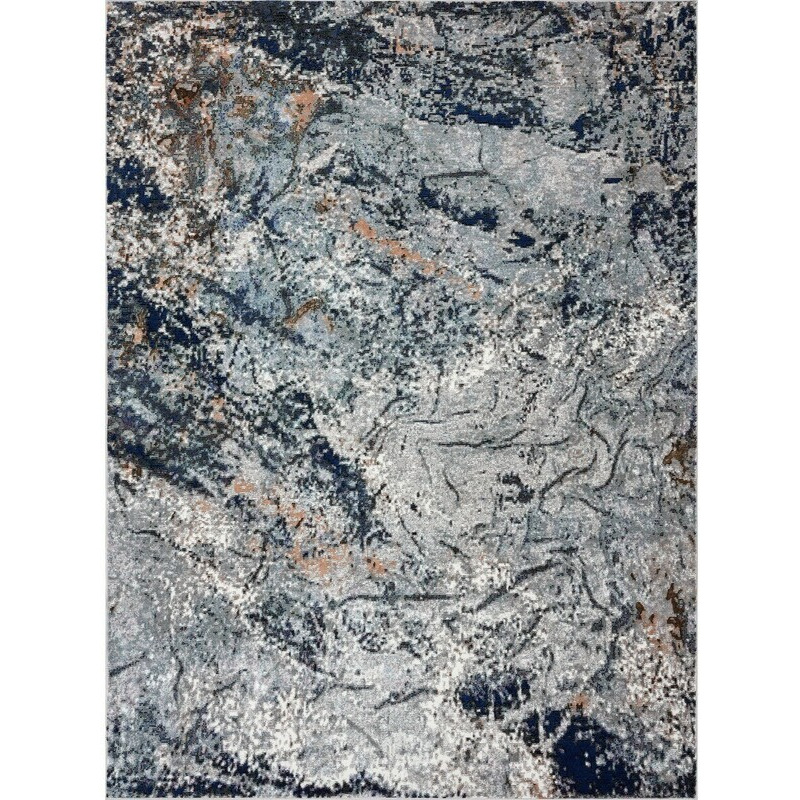 5 X 8 Navy And Gray Abstract Ice Area Rug