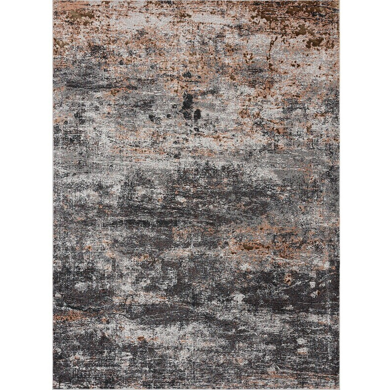 5 X 8 Gray And Orange Storm Area Rug