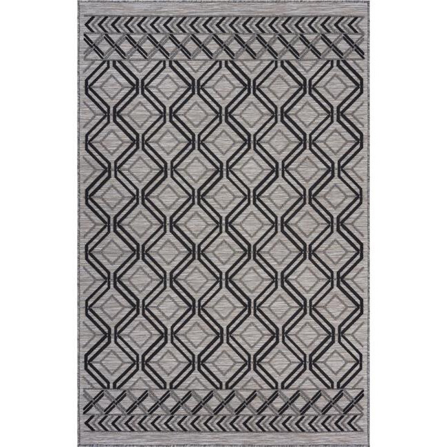 8 X 10 Black Geometric Indoor Outdoor Area Rug