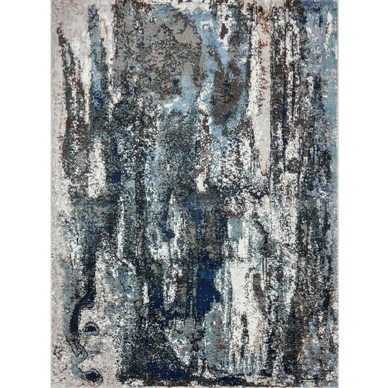8' X 10' Shades Of Blue And Gray Abstract Marble Area Rug