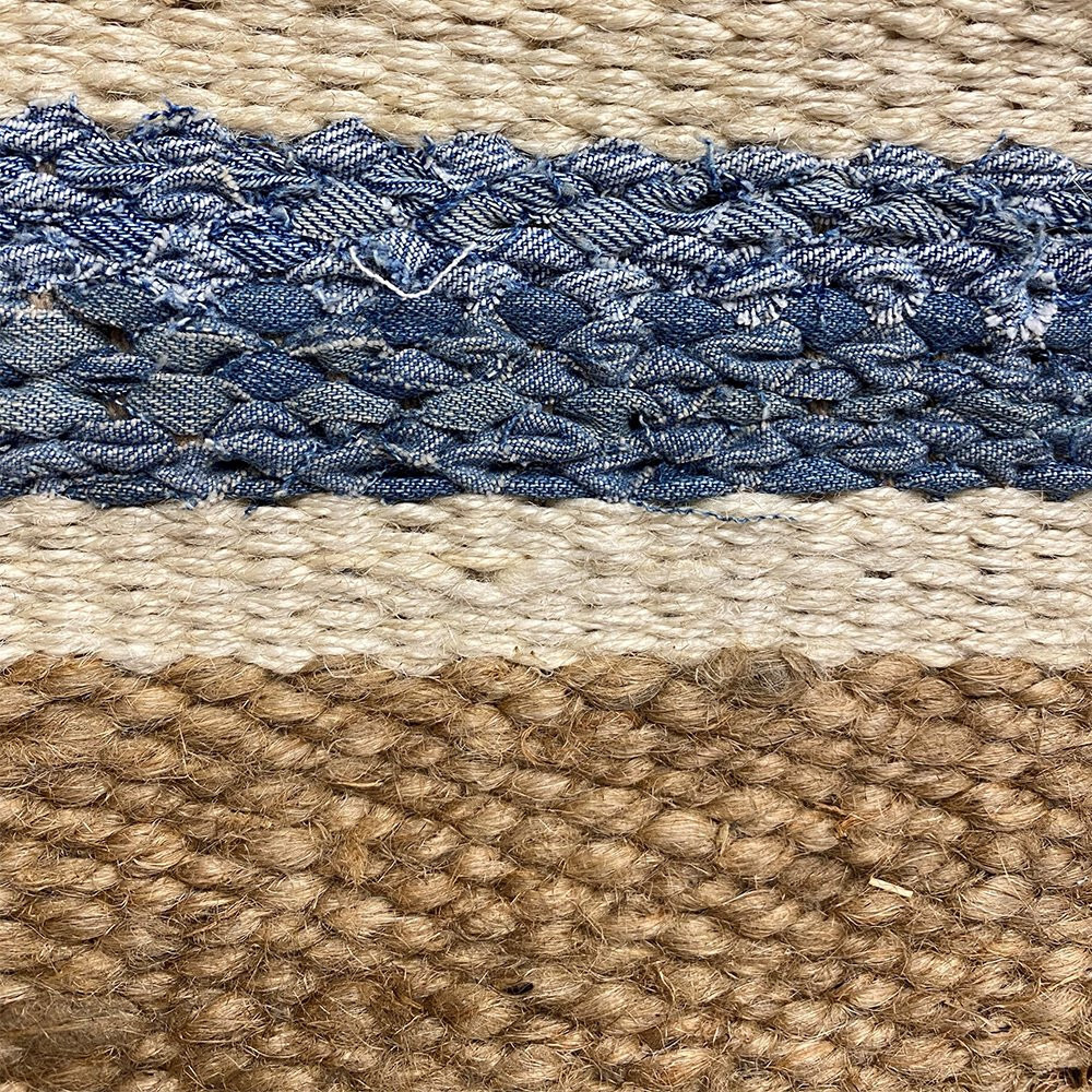 5 X 7 Tan And Blue Striped Area Rug