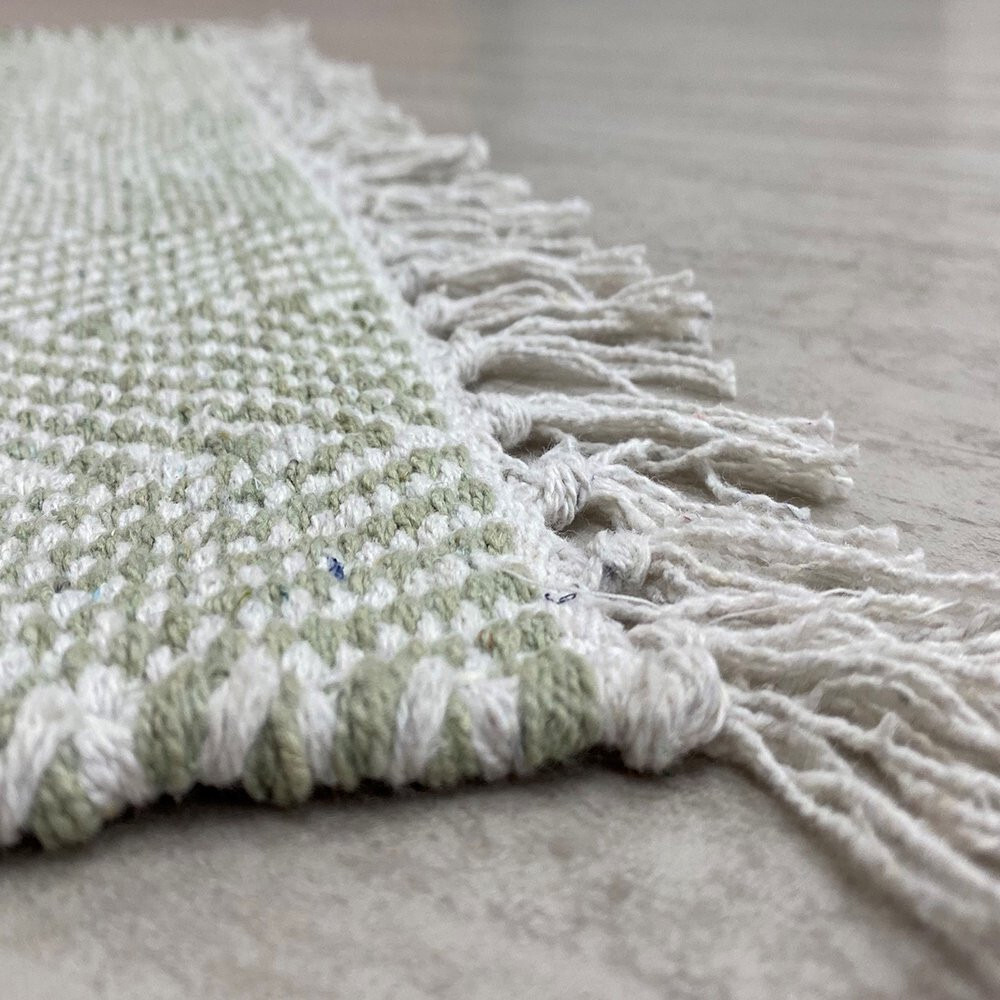 2 X 4 Green And White Chevron Striped Area Rug