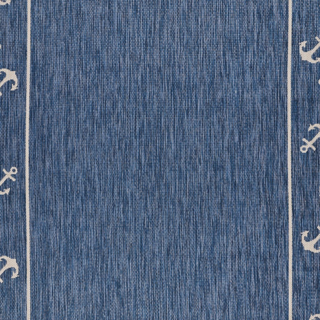 8 X 10 Navy Anchor Indoor Outdoor Area Rug