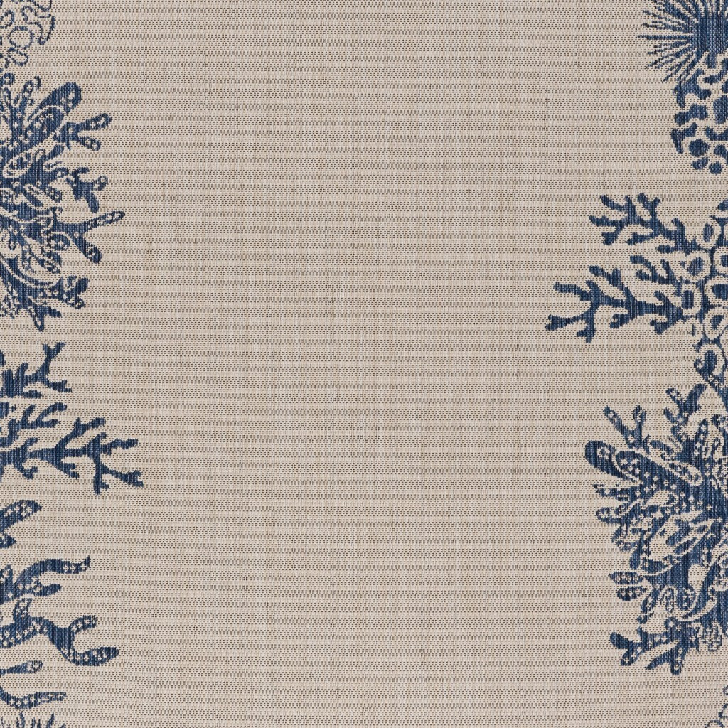 8 X 10 Navy Reef Border Indoor Outdoor Area Rug