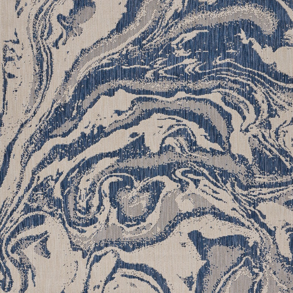 8 X 10 Navy Abstract Indoor Outdoor Scatter Rug