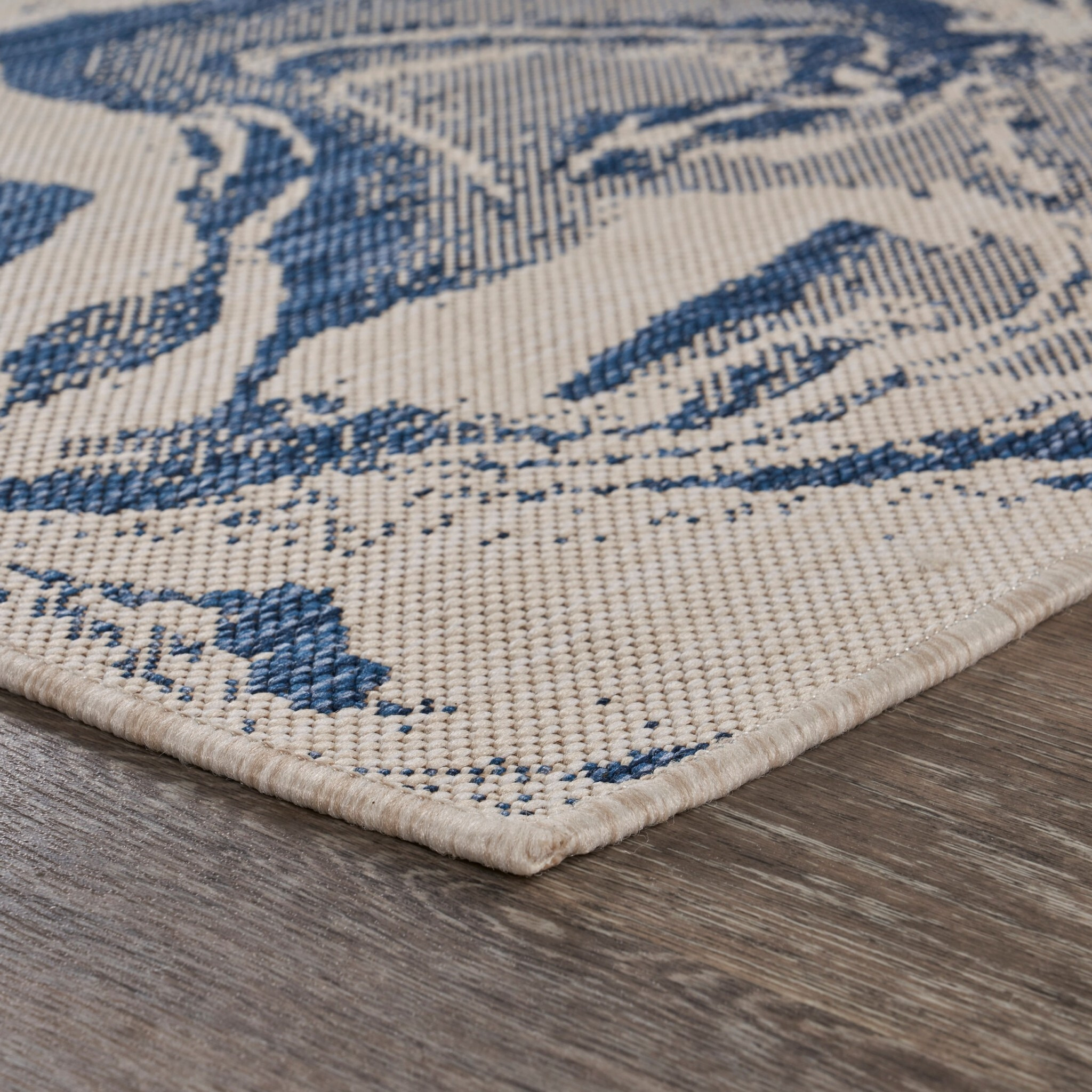 8 X 10 Navy Abstract Indoor Outdoor Scatter Rug