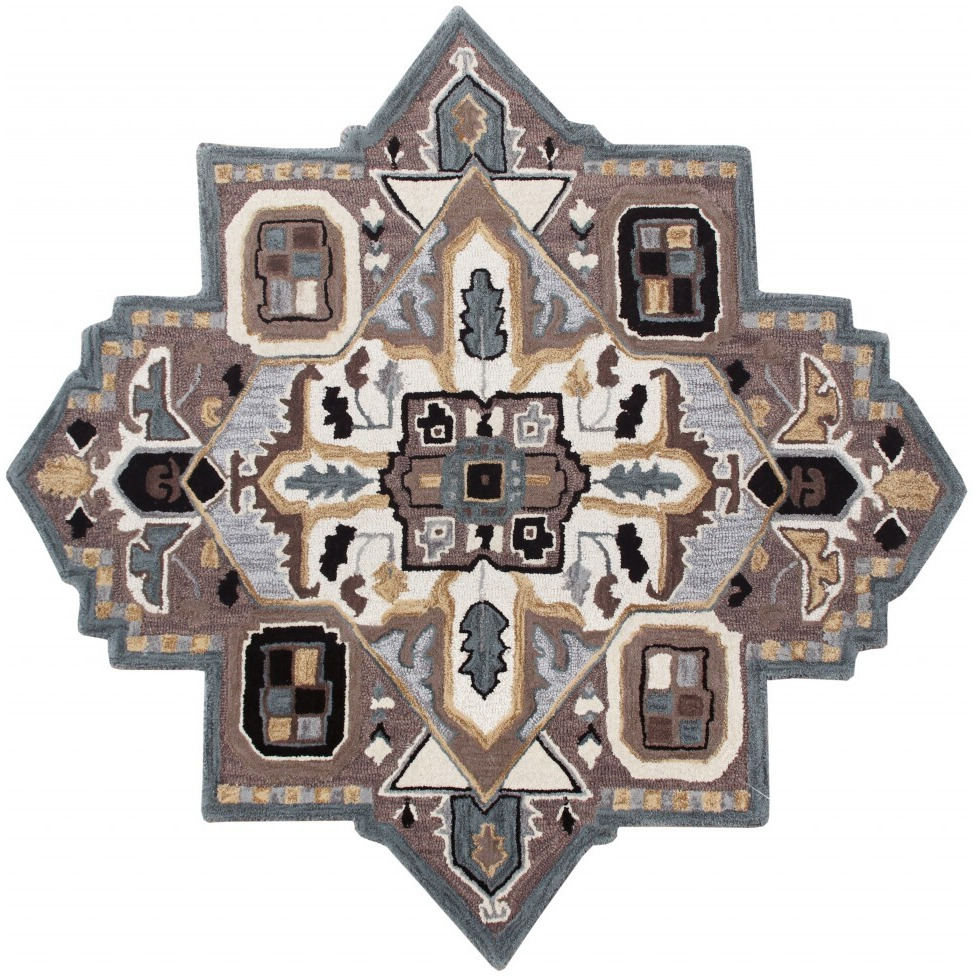 5 Gray And Beige Medallion Area Rug