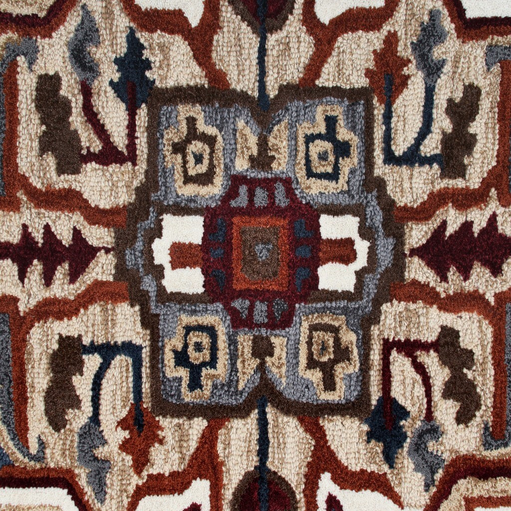 7 Maroon And Gray Medallion Area Rug