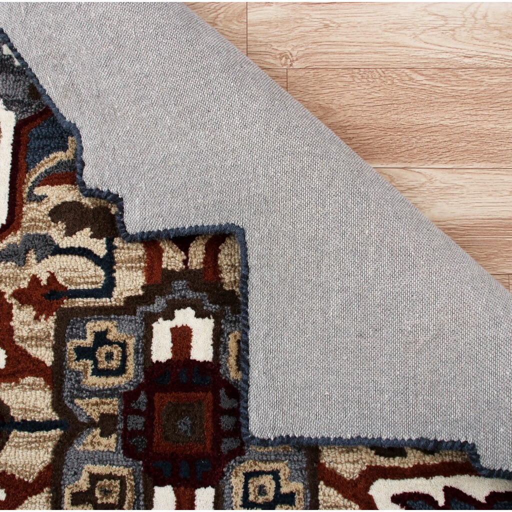 7 Maroon And Gray Medallion Area Rug