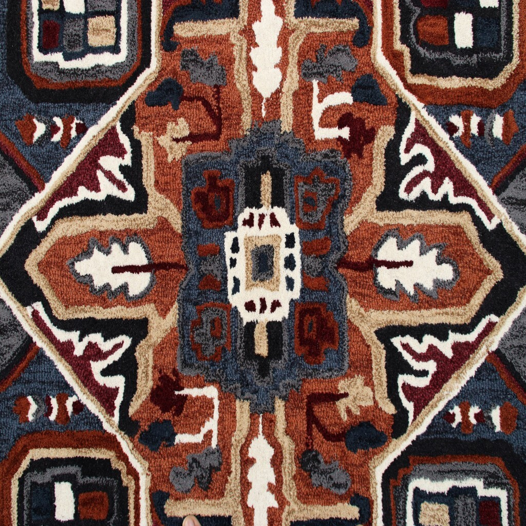 5 Maroon And Blue Medallion Area Rug
