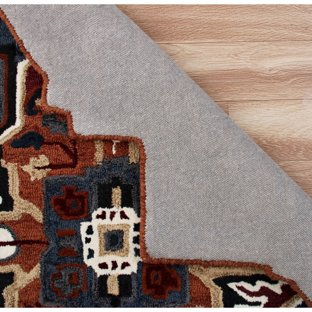 5 Maroon And Blue Medallion Area Rug