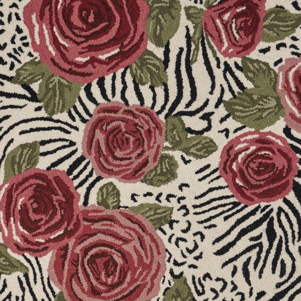6 Round Red Rose Bed Area Rug