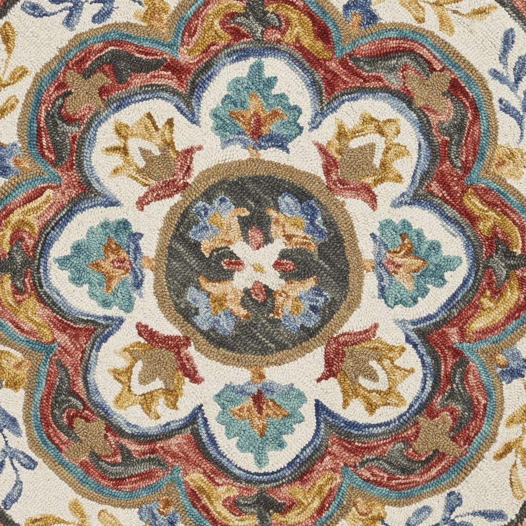 4 Round Red Layered Petals Area Rug