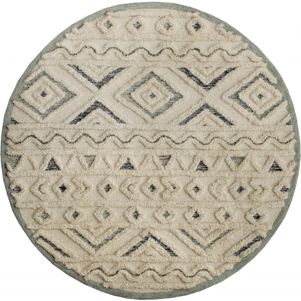 6 Round Cream Modern Geometric Area Rug