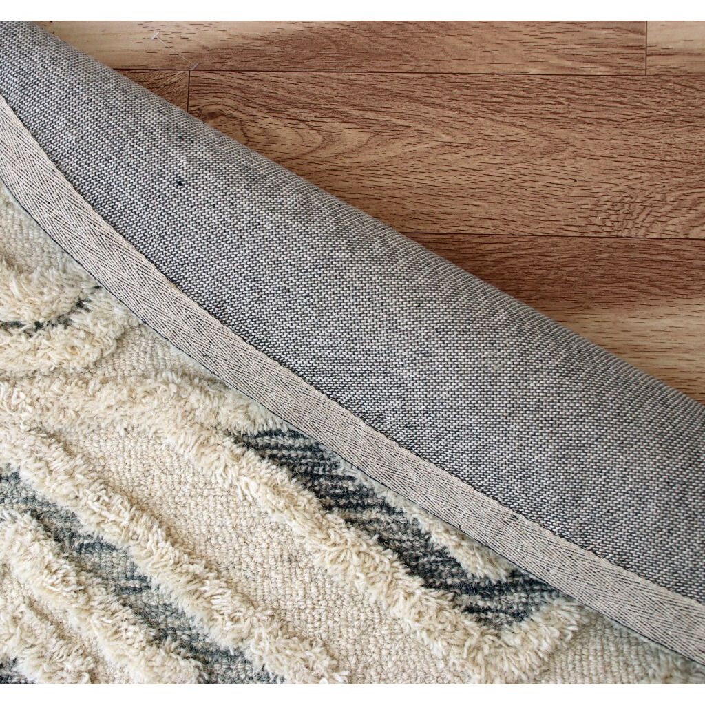 6 Round Cream Modern Geometric Area Rug