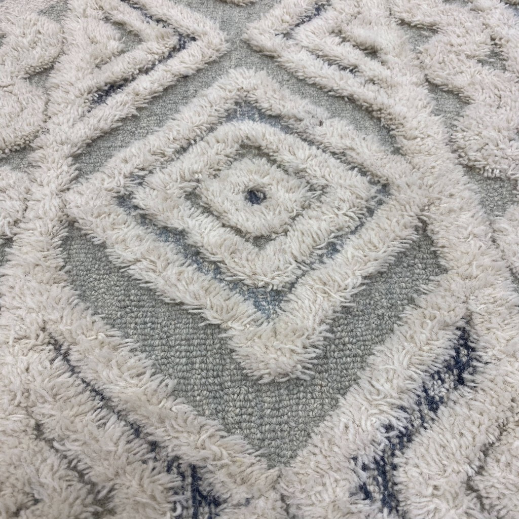 6 Round Cream Modern Geometric Area Rug