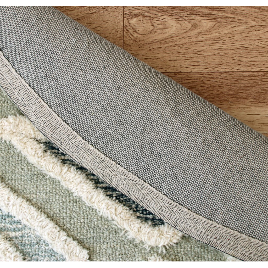 6 Round Cream Modern Geometric Area Rug