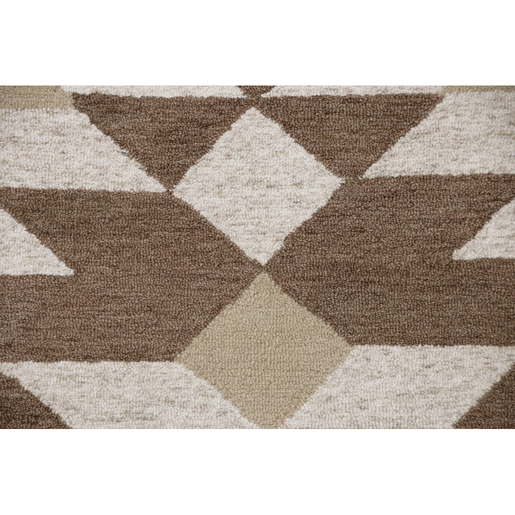 6 Round Brown Bohemian Geometric Area Rug