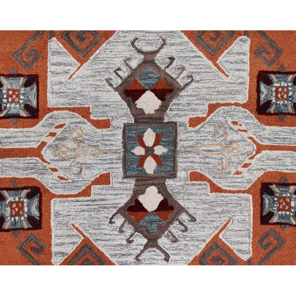 4 Round Terracotta Tribal Area Rug