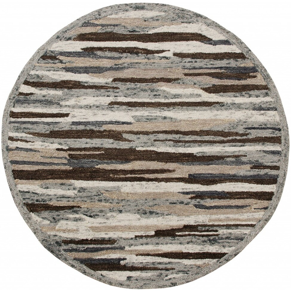 6 Round Brown And Gray Camouflage Area Rug
