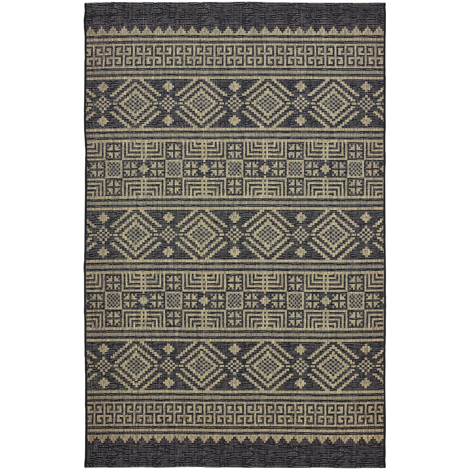 5 X 8 Black Geometric Indoor Outdoor Area Rug