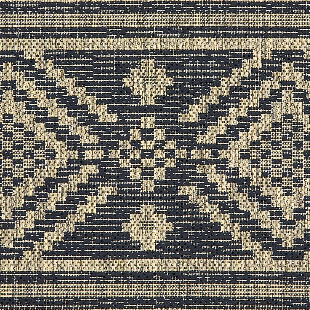 5 X 8 Black Geometric Indoor Outdoor Area Rug