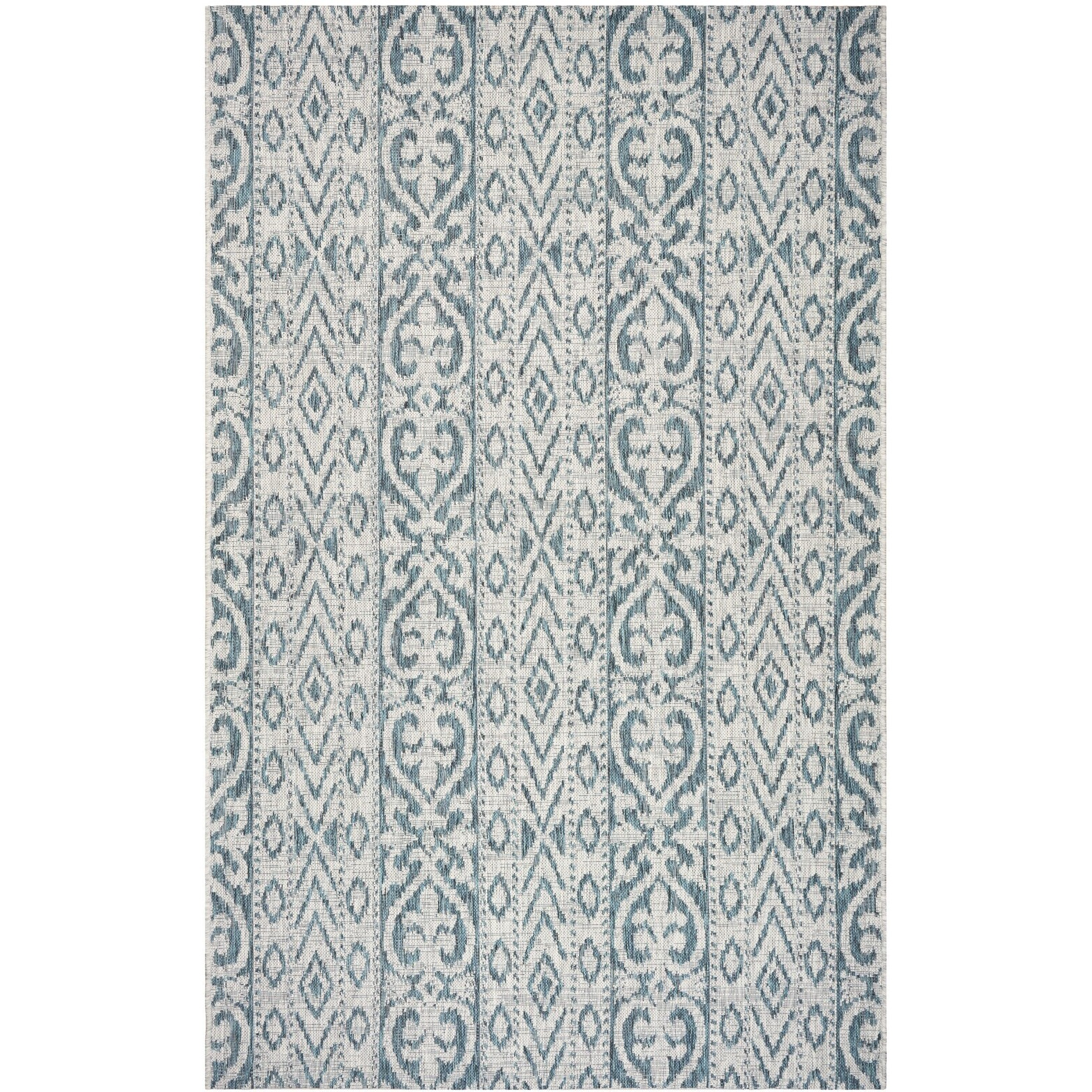 5 X 8 Blue Geometric Indoor Outdoor Area Rug