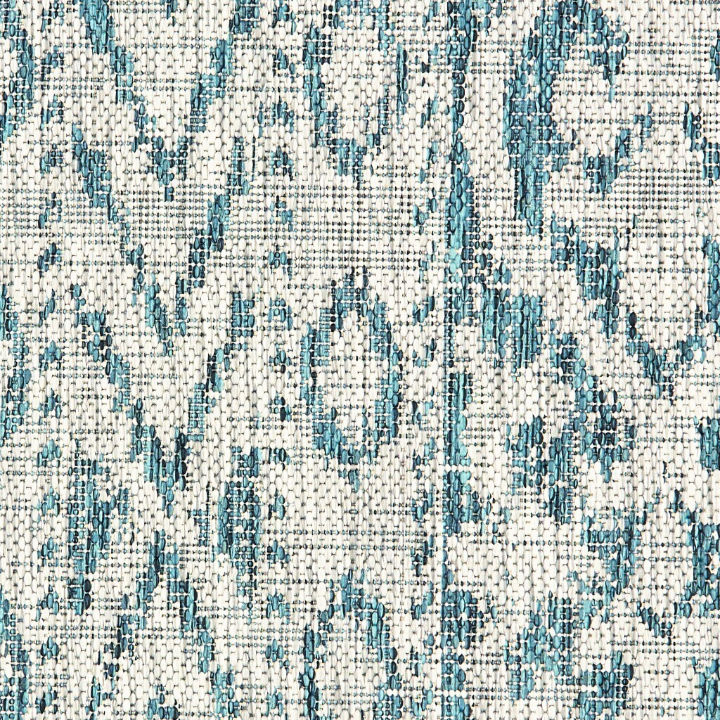 5 X 8 Blue Geometric Indoor Outdoor Area Rug
