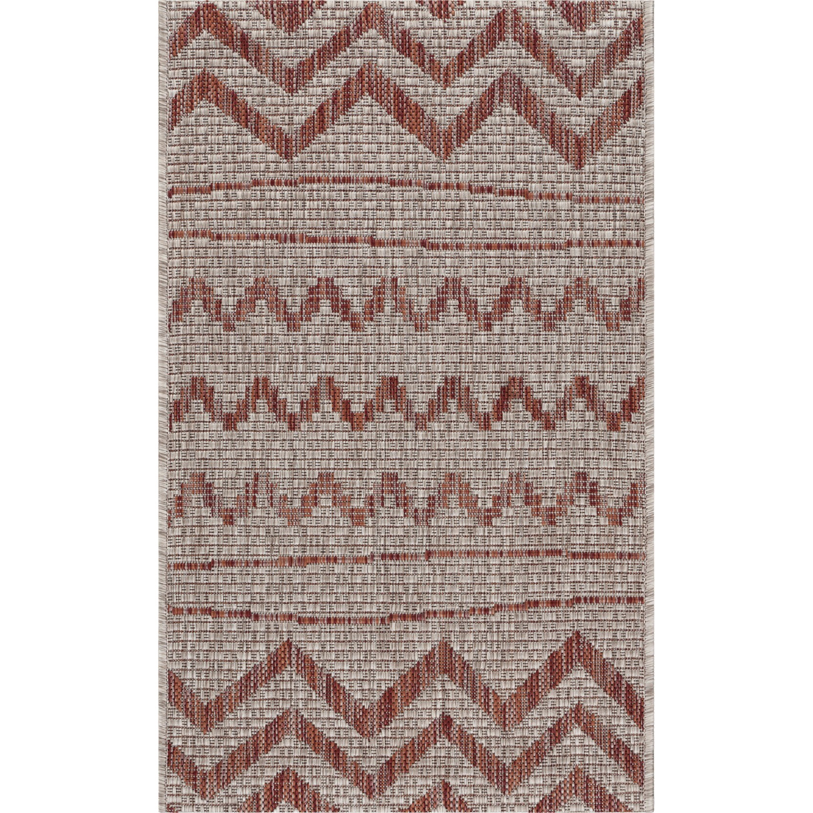 2 X 3 Red Zigzag Indoor Outdoor Scatter Rug