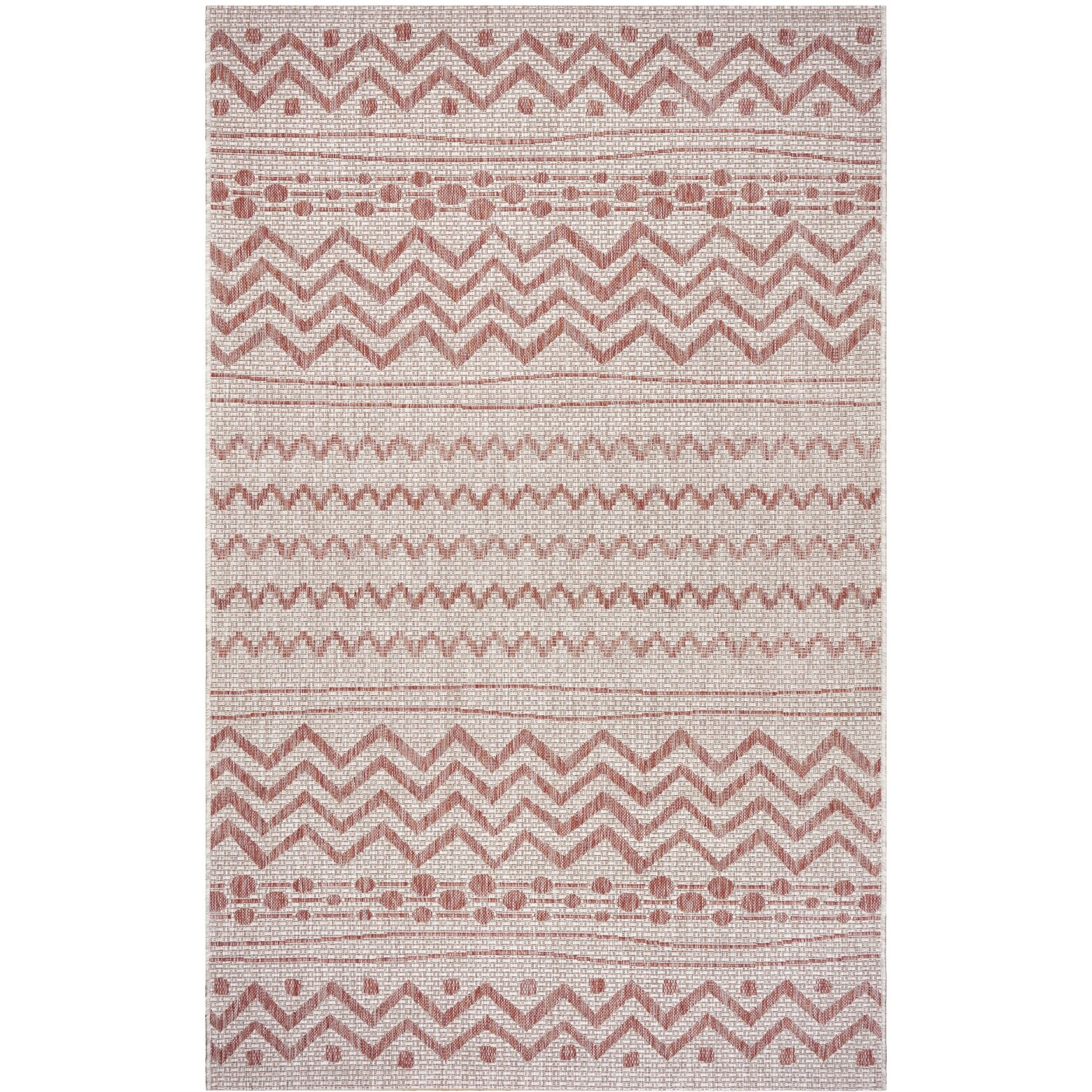 5 X 8 Red Zigzag Indoor Outdoor Area Rug