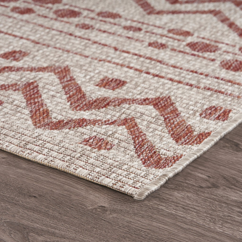 5 X 8 Red Zigzag Indoor Outdoor Area Rug