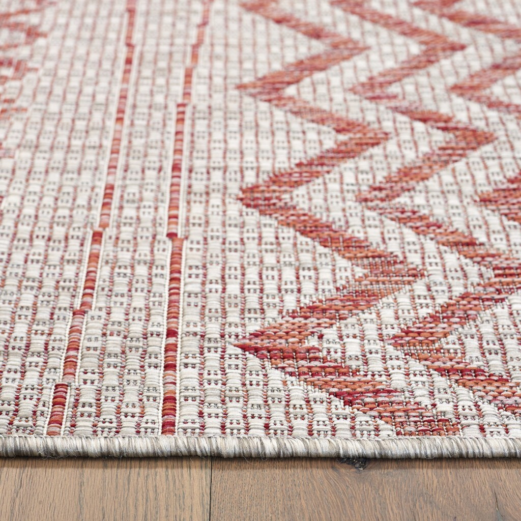 8 X 10 Red Zigzag Indoor Outdoor Area Rug